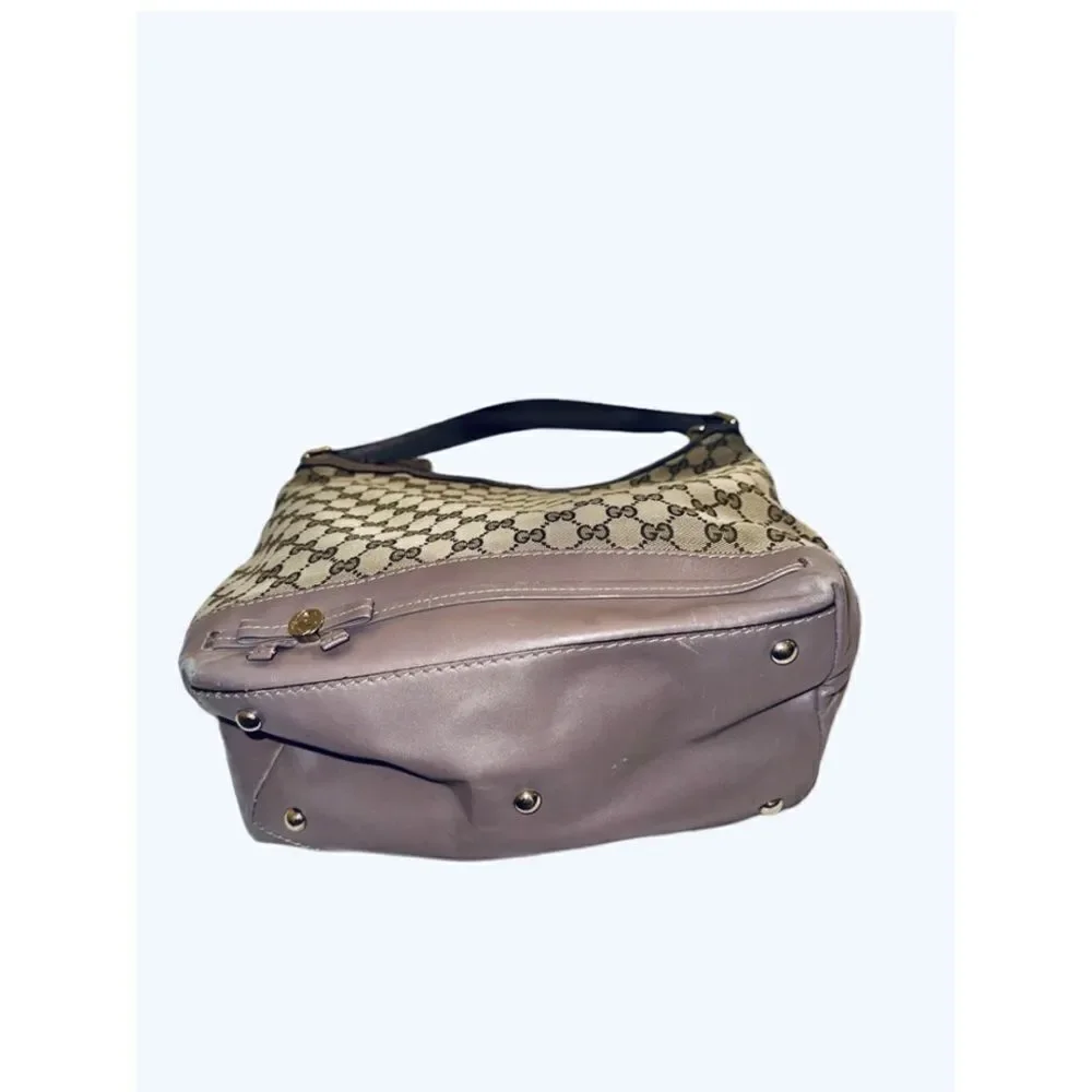 Gucci Mayfair lavender leather gg canvas hobo